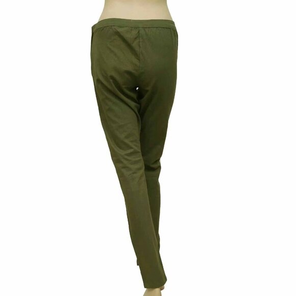 Free People Solid Formal Pants Olive Green Cotton Skinny Leg Zipper XS 220919 - Picture 3 of 4
